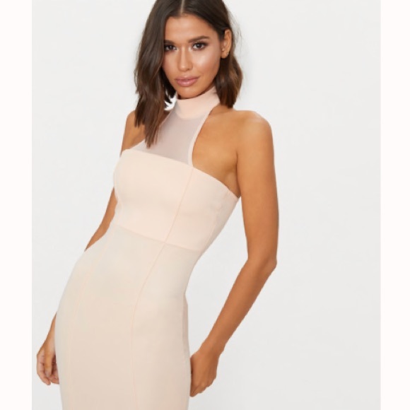 Midi nude high neck dress - Picture 1 of 2